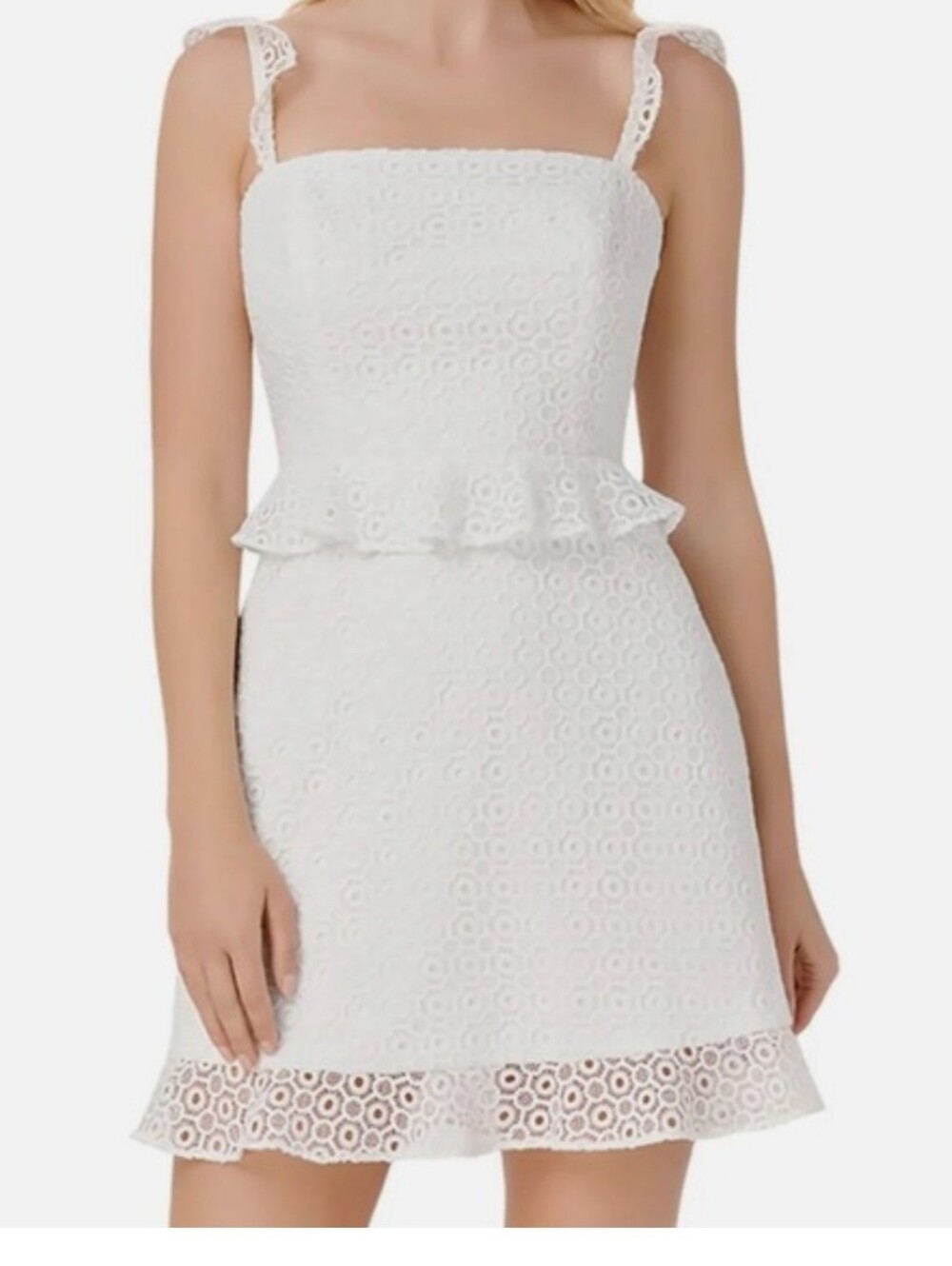 Aidan By Aidan Mattox White Lace Tie Back Cutout Mini Coctail Dress Women 8